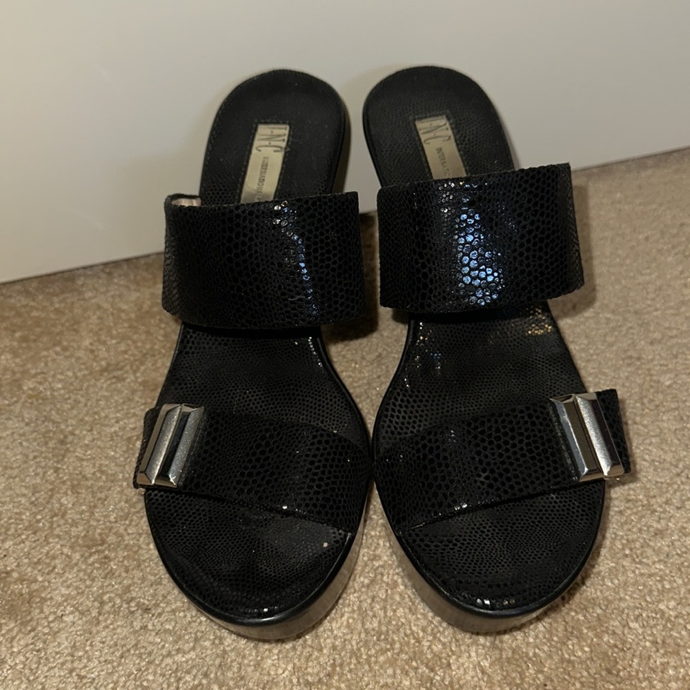 Black Wedges size 7- INC black silver, great condition hardly worn